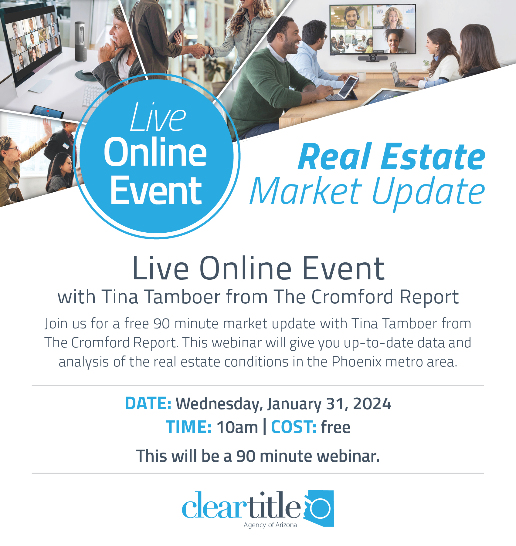 Join us on January 31, 2024, for an exclusive Market Update with Tina Tamboer from The Cromford Report. Gain valuable insights as we delve into the latest data and analysis, offering a comprehensive overview of the current real estate conditions in the dynamic Phoenix metro area.